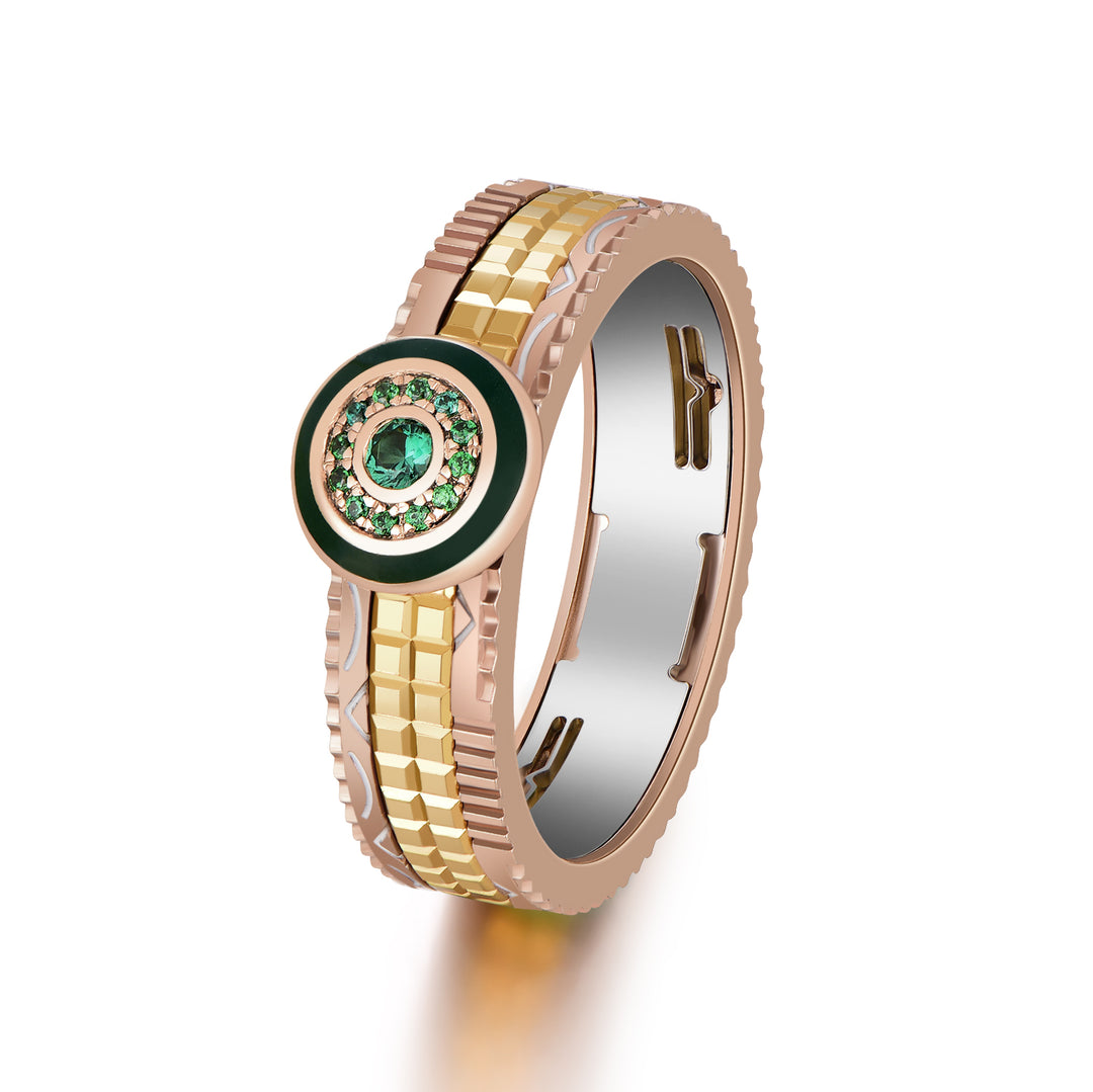 GemKing Rotatable Ring GKI020 (*Materials - Grade 5 Titanium & Solid 14K Gold*)