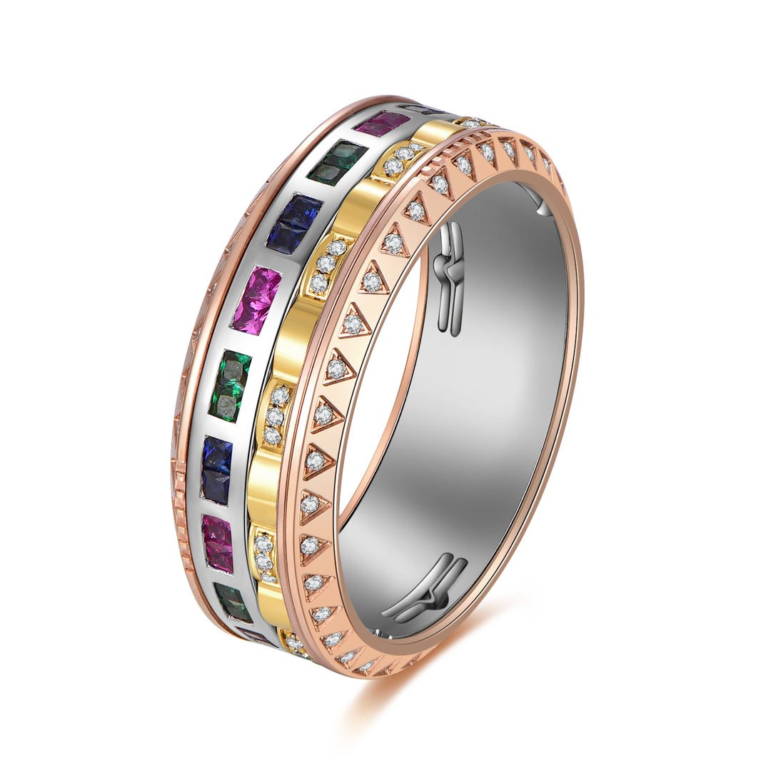 GemKing Rotatable Ring GKI011 (*Materials - Grade 5 Titanium, S925 & 14K Gold*)