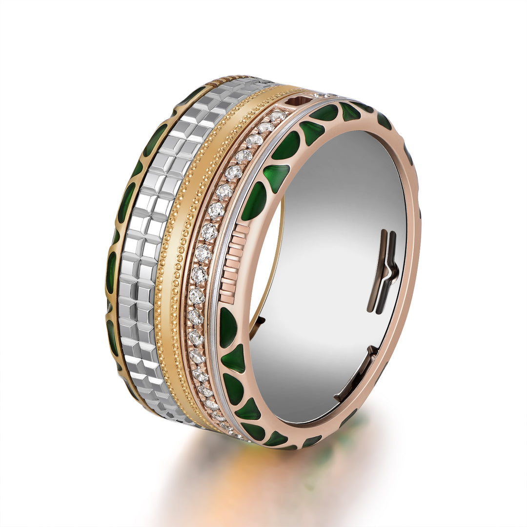 GemKing Rotatable Ring GKI015 (*Materials - Grade 5 Titanium & Solid 14K Gold*)